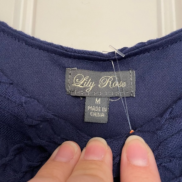 Lily Rose textured mini midi dress size M Navy blue - Picture 2 of 3